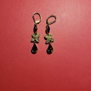 Gold Plated CZ Diamond & Emerald Earings